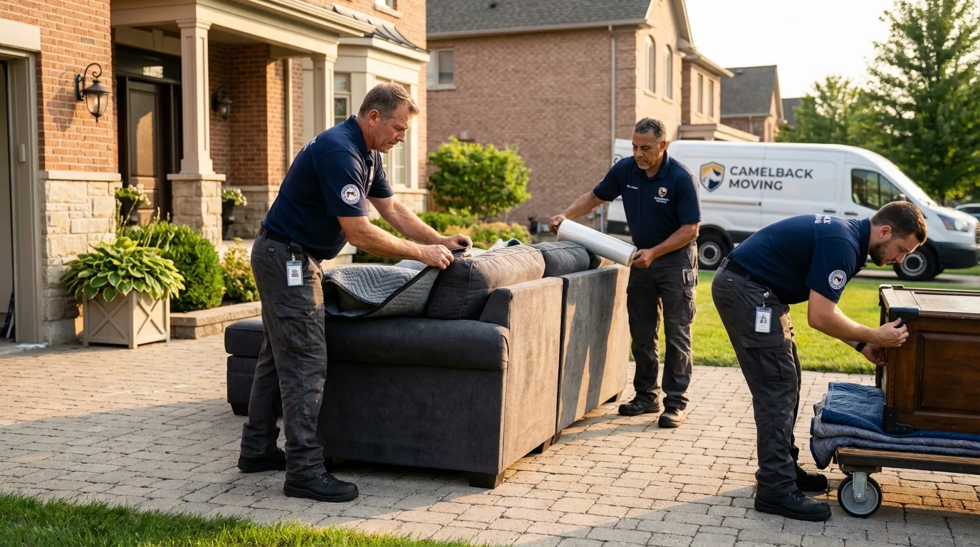 Large estate moving crew wrapping furniture in Ellis, KS